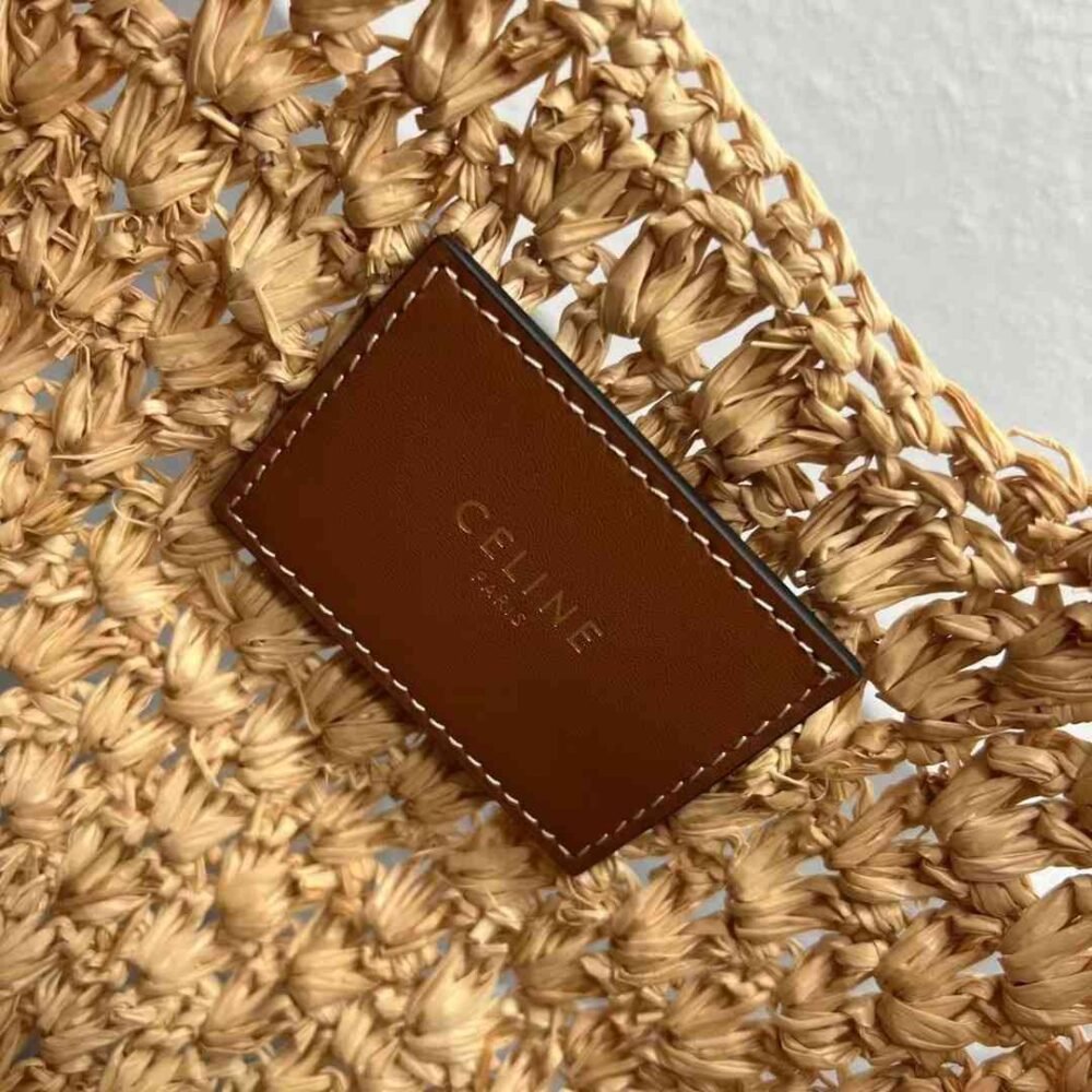 celine classic panier hobo bag in raffia and calfskin