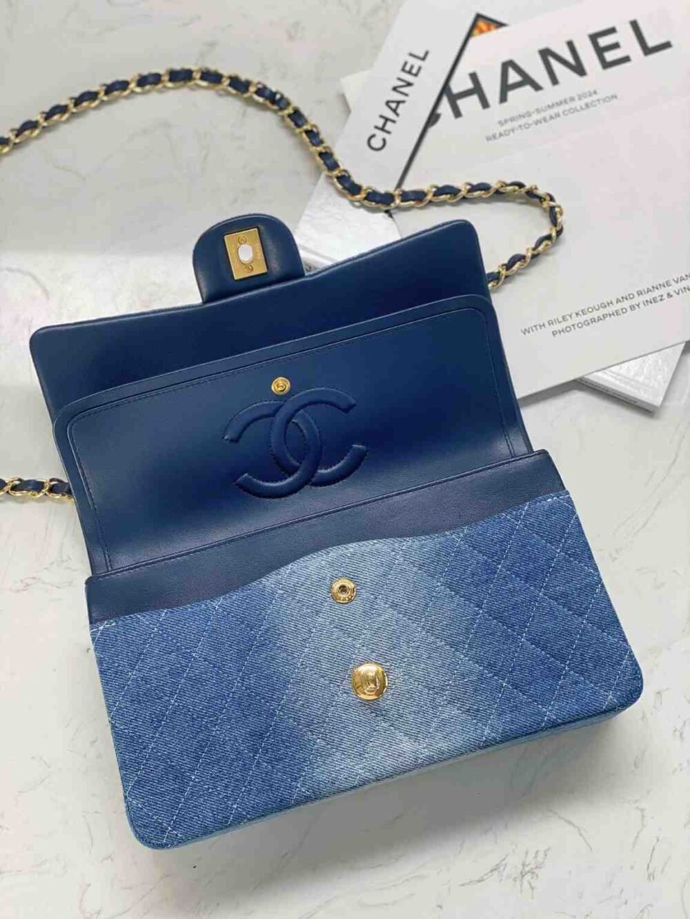 chanel denim flap bag