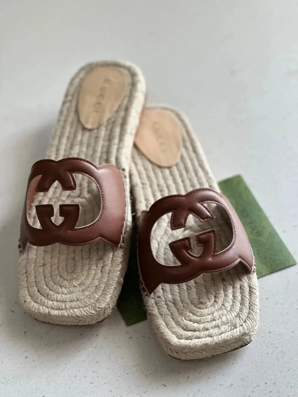 Gucci Espadrille Sandals In Interlocking G Cut Out