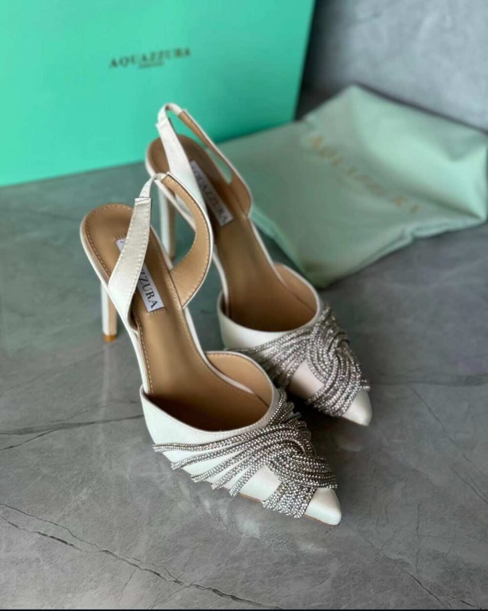 Aquazzura Gatsby 105 Embellished Slingback Pumps
