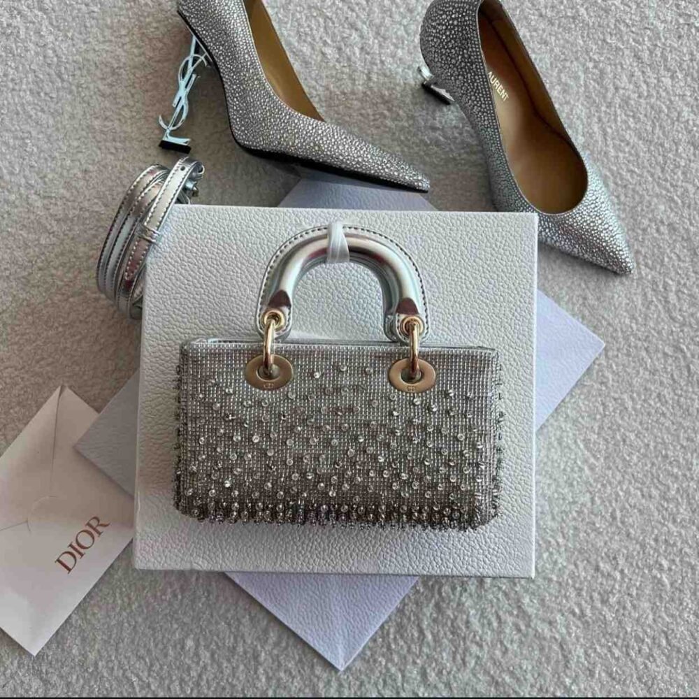 Christian Dior Pre-Owned Lady D-Joy Silver Satin
