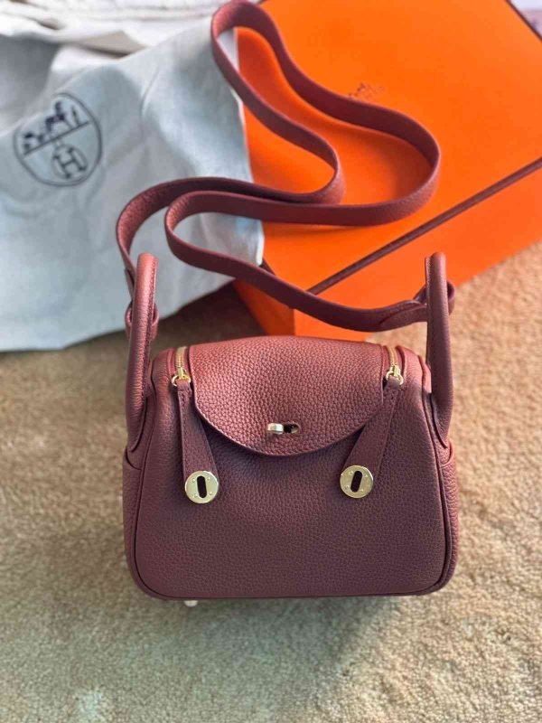 hermes mini lindy​ dark brown