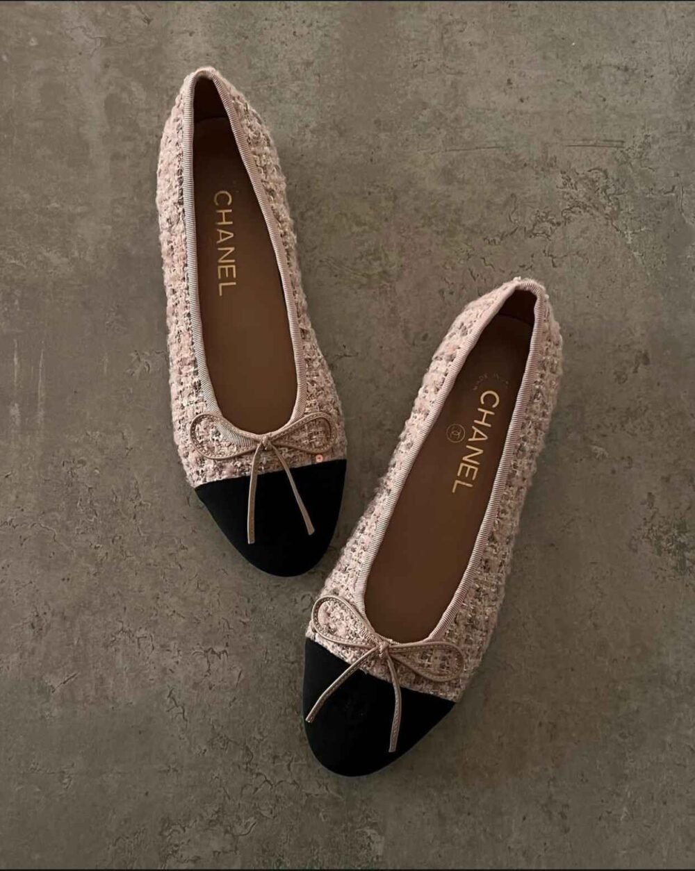chanel tweed ballet flats​ pink