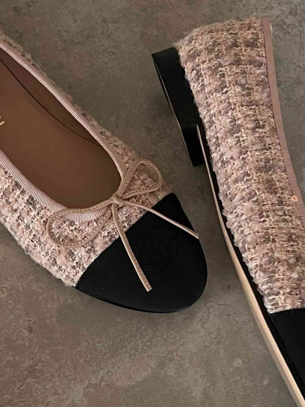 chanel tweed ballet flats​ pink