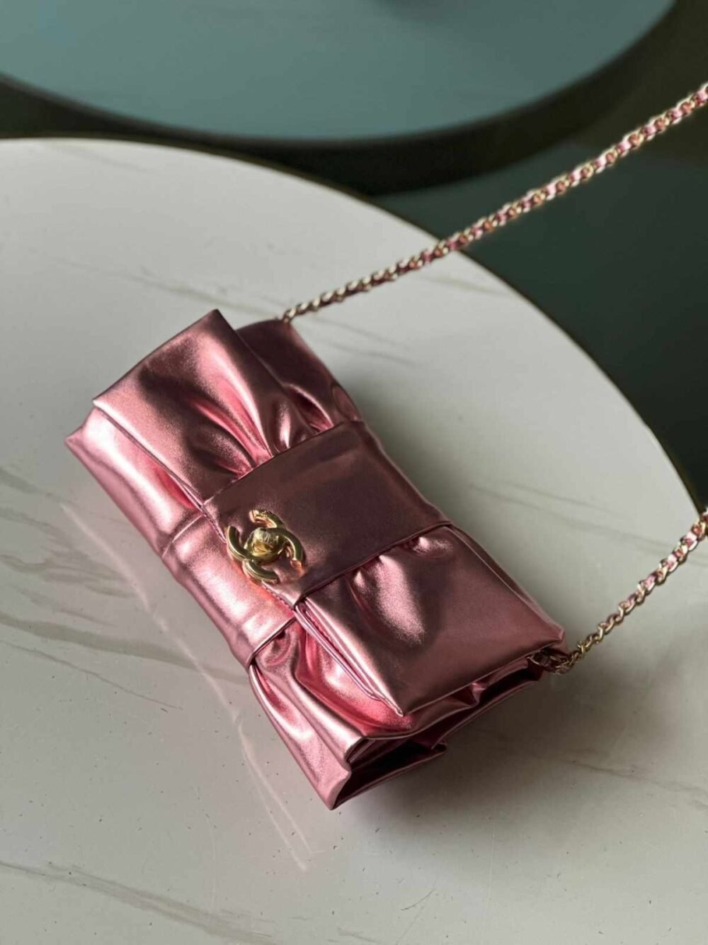 Chanel Metallic Lambskin Evening Clutch In Dubai - Image 4