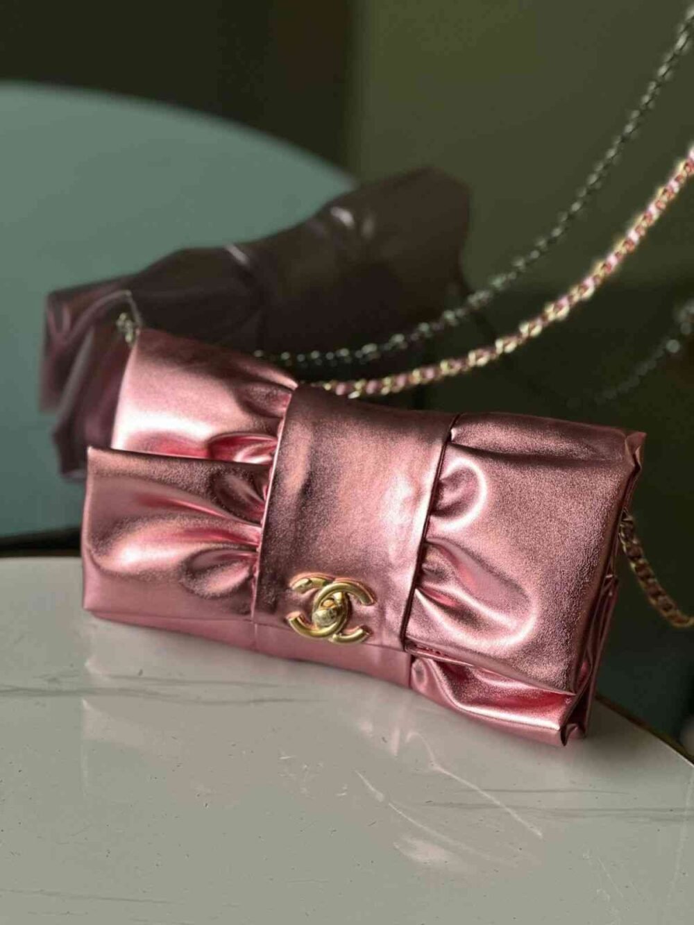 Chanel Metallic Lambskin Evening Clutch In Dubai - Image 2