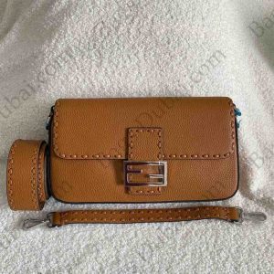Fendi Baguette Selleria Bag Brown