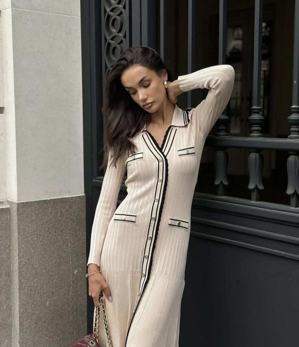 sandro alexandrine knit midi dress​ white