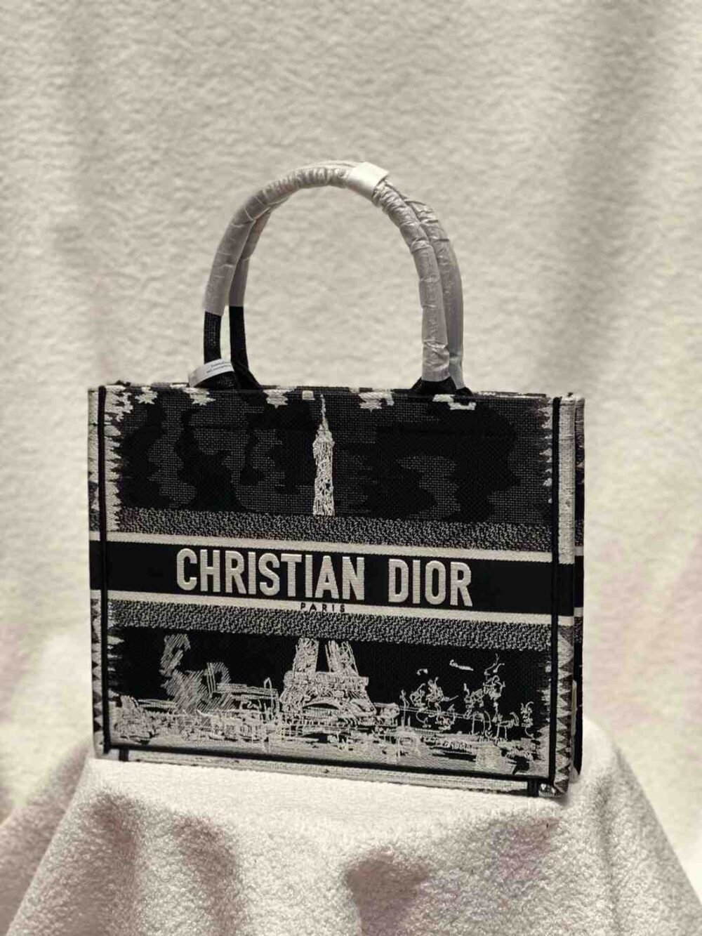dior book tote embroidered bag​ black