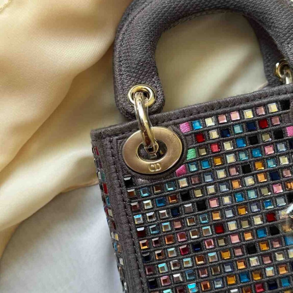 Mini Lady Dior Embroidered Pearl Bag​ Grey