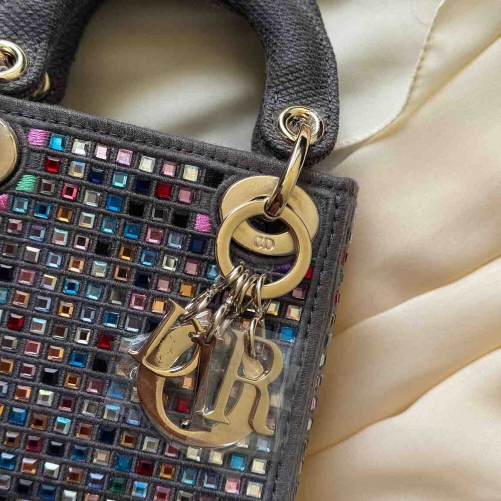 Mini Lady Dior Embroidered Pearl Bag​ Grey