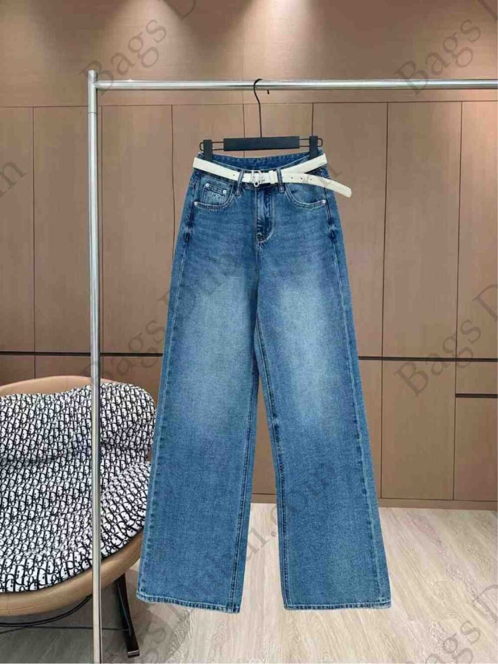 Dior High-waisted Wide-leg Denim Blue