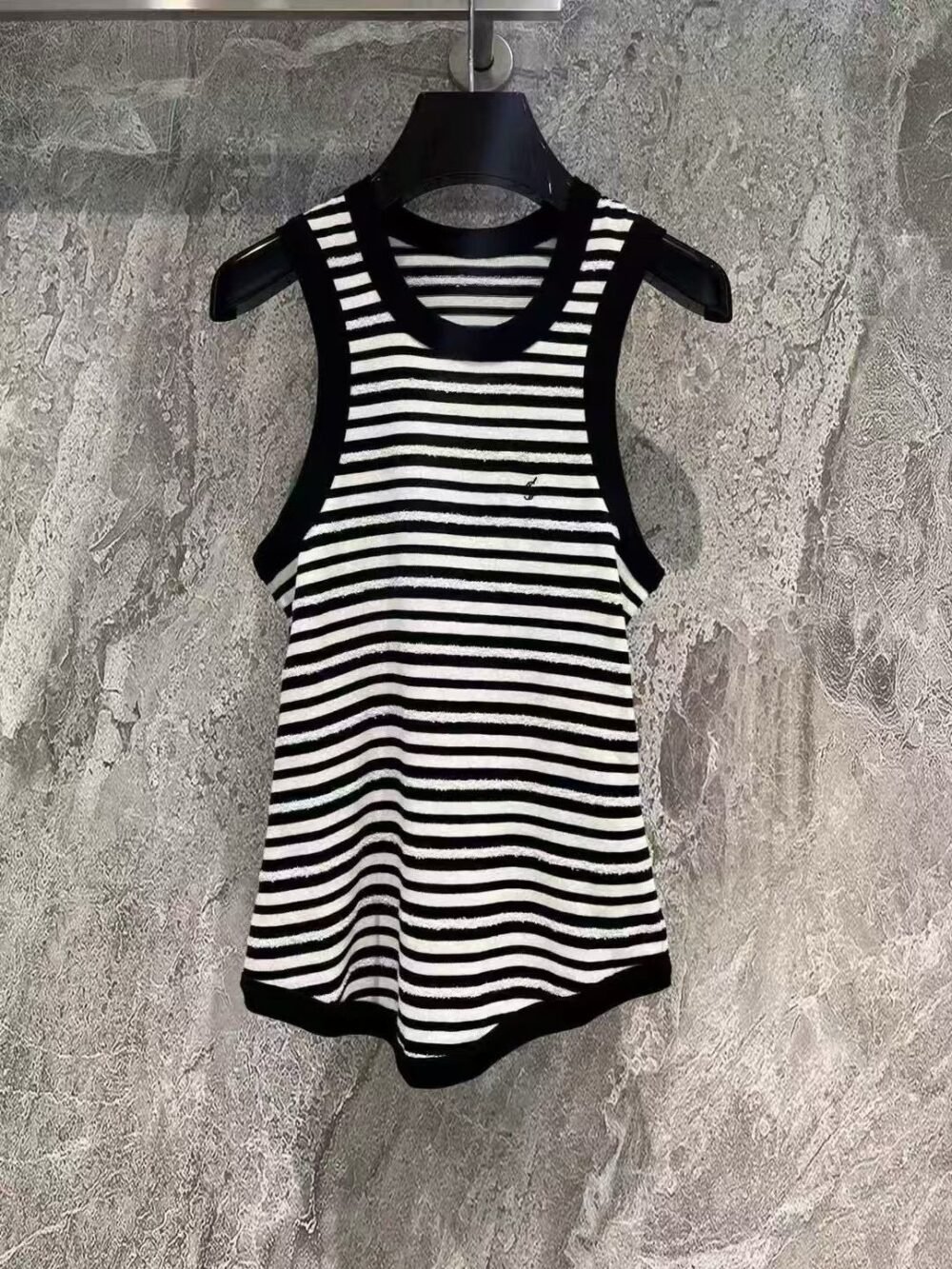 SAINT LAURENT Stripe Tank Top Black & White