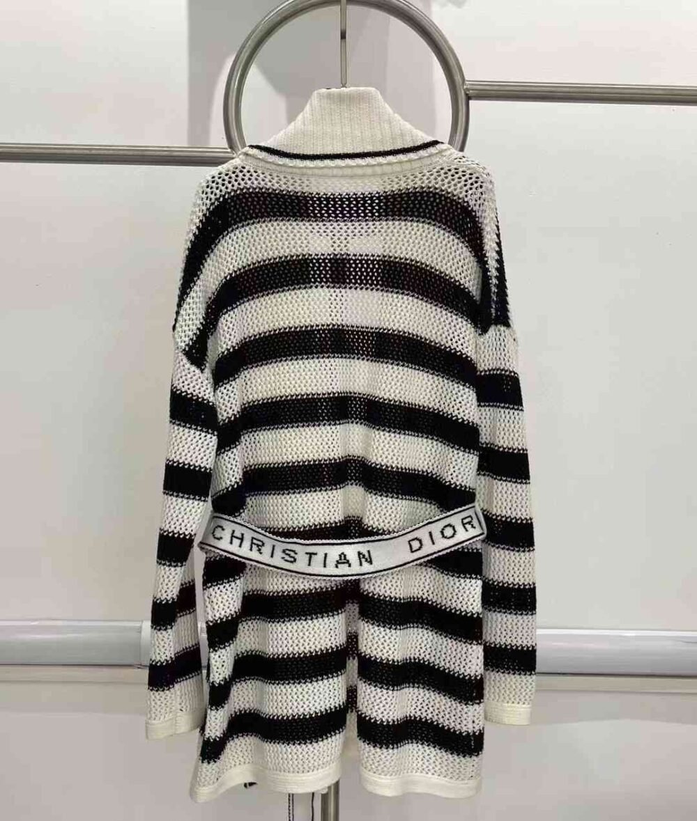 Christian Dior knitted Belt Cardigan Black & White