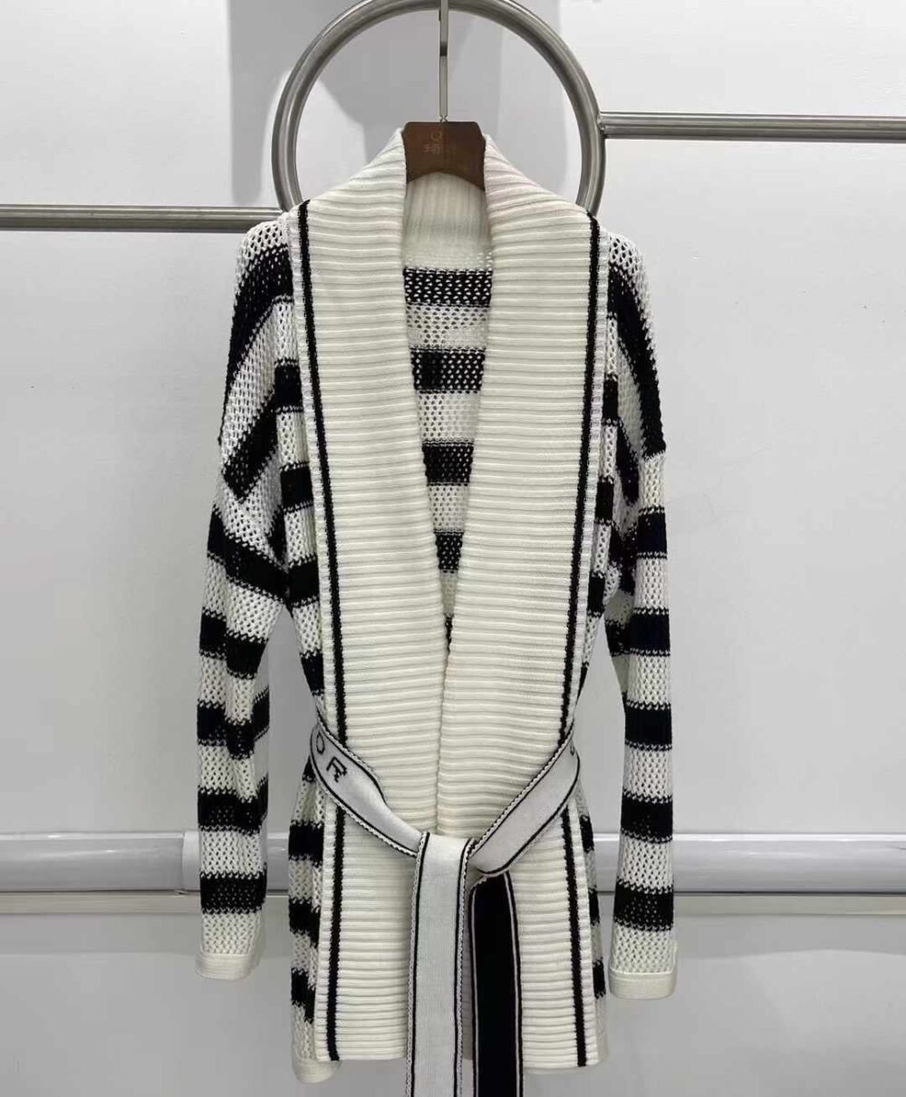 Christian Dior knitted Belt Cardigan Black & White