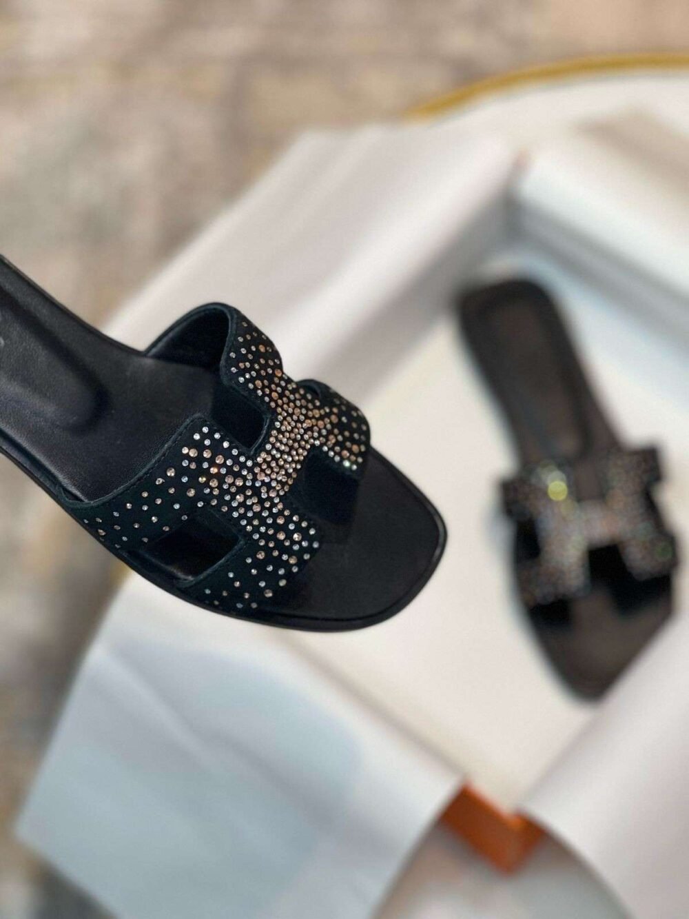 Hermes Oran Sandal Black