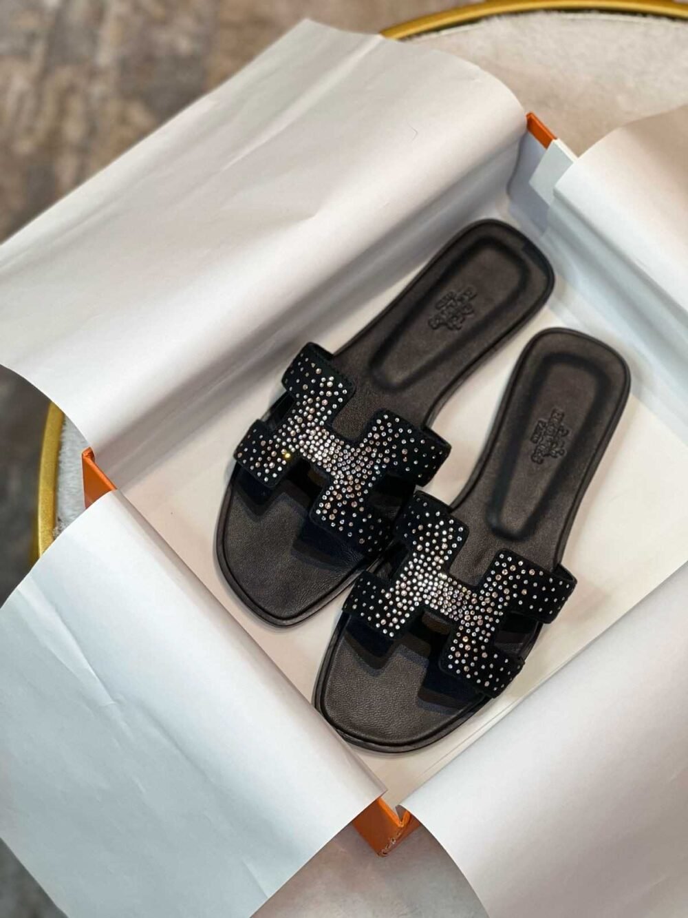 Hermes Oran Sandal Black
