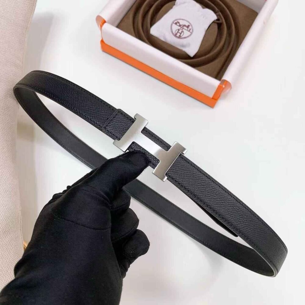 Hermes H Buckle & Reversible Belt Black
