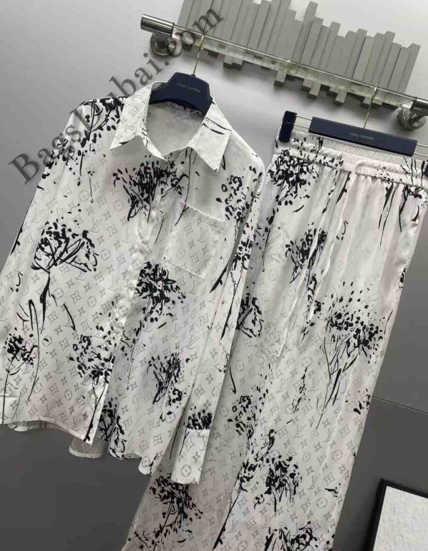 LV Shirt And Pajama Pants Monogram Tree White