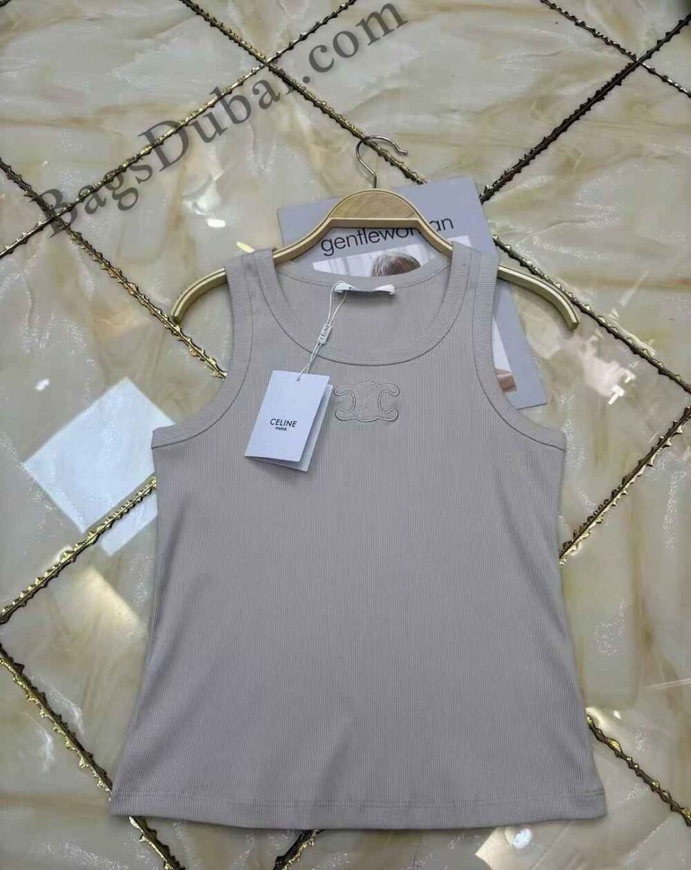Celine Triomphe Logo Tank Top Grey
