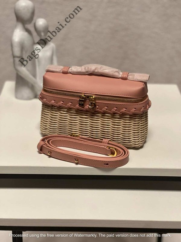 Loro Piana Pouch L19 Extra Pocket Wicker light pink