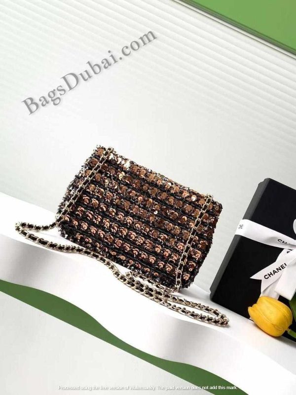 Chanel Sequin Flap Bag Golden & Black
