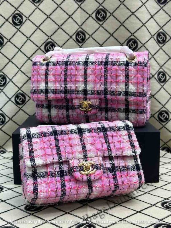 Chanel Flap Bag In Tweed Quilted Pink