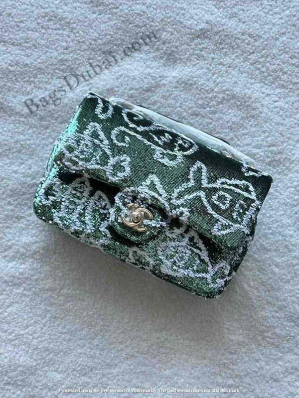 Chanel Sequin Flap Bag Green