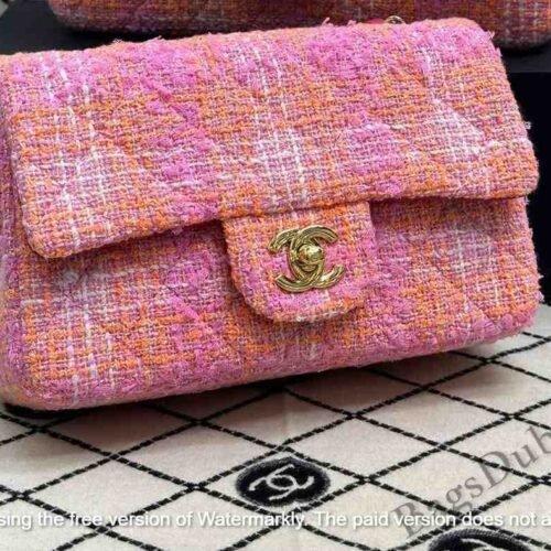 Chanel Flap Bag In Tweed Quilted Pink