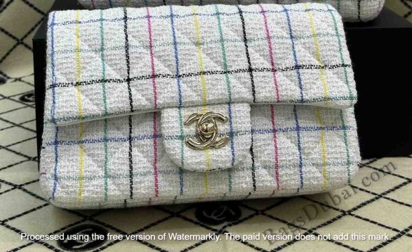 Chanel Flap Bag In Tweed Quilted White