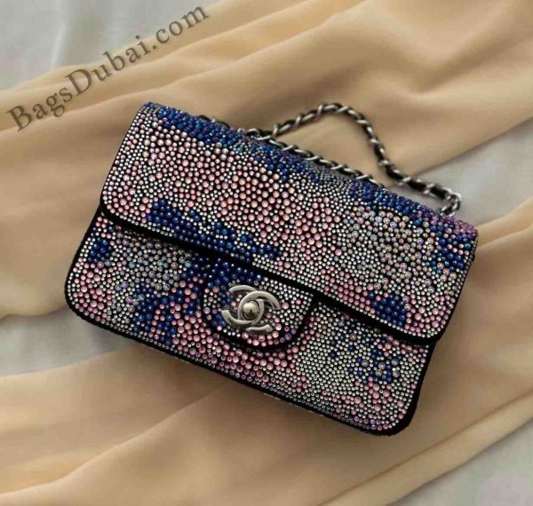 Chanel Classic Mini Flap Bag​ Crystal Embellished Rainbow color