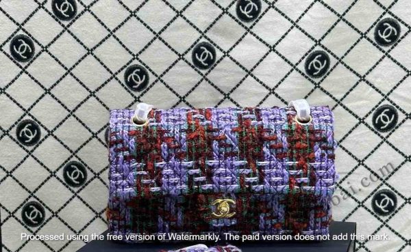 Chanel Flap Bag In Tweed Quilted purple
