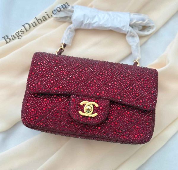Chanel Classic Mini Flap Bag​ Crystal Embellished Red