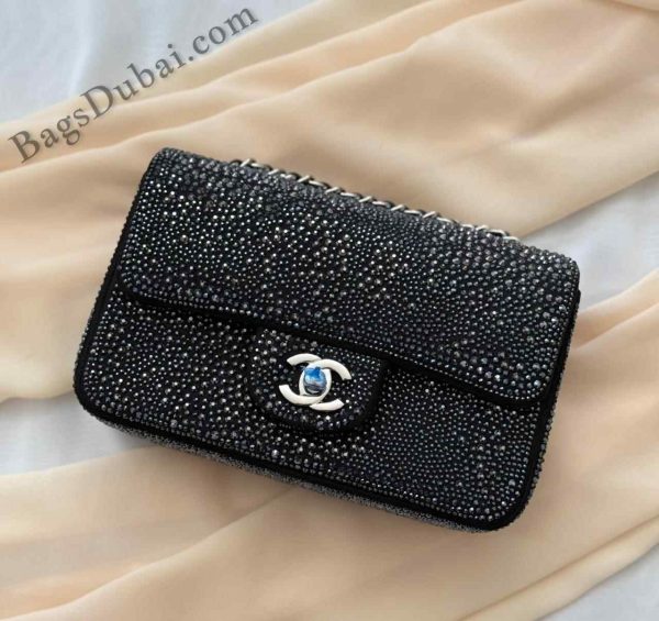 Chanel Classic Mini Flap Bag​ Crystal Embellished Black