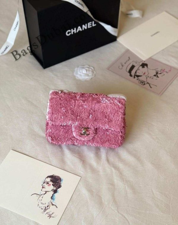 CHANEL Sequins Flap Bag pink