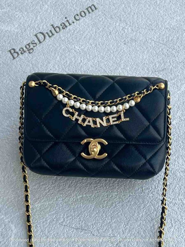 Chanel Pearl Mini Flap Bag Black