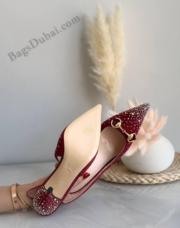 Gucci Pumps Slingback Horsebit Crystal Red