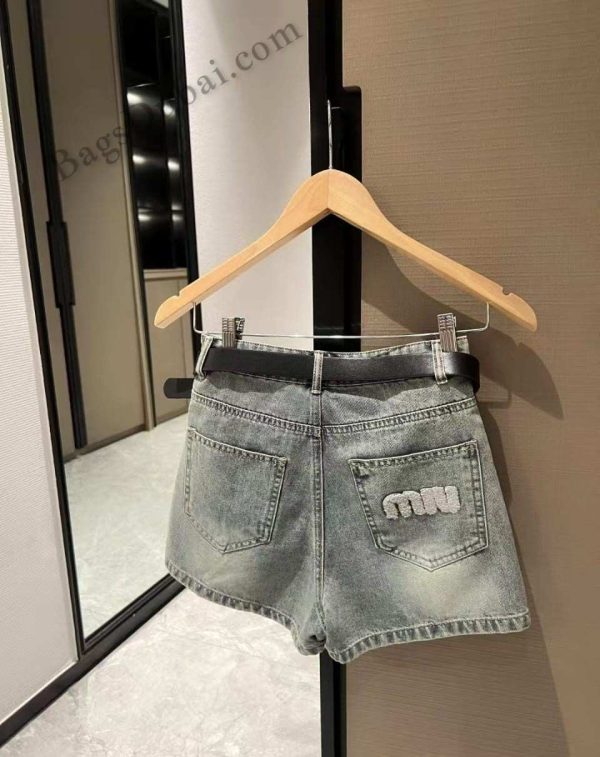 Miu Miu Pants Shorts Denim Black