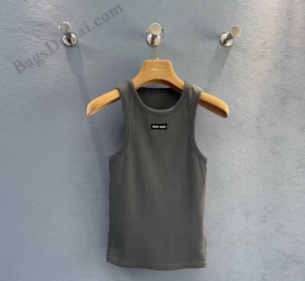 Miu Miu Garment-dyed Tank Top Grey