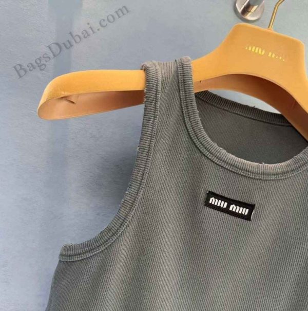 Miu Miu Garment-dyed Tank Top Grey