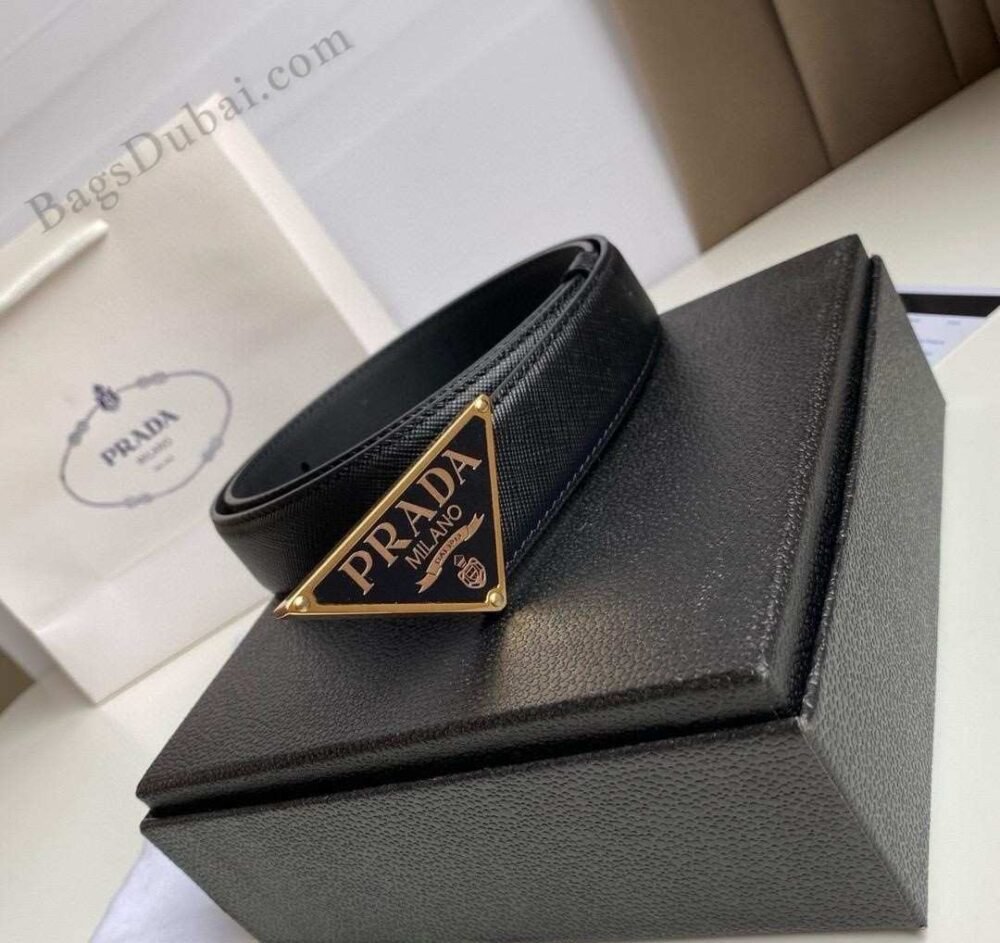 Prada Belt In Saffiano Black