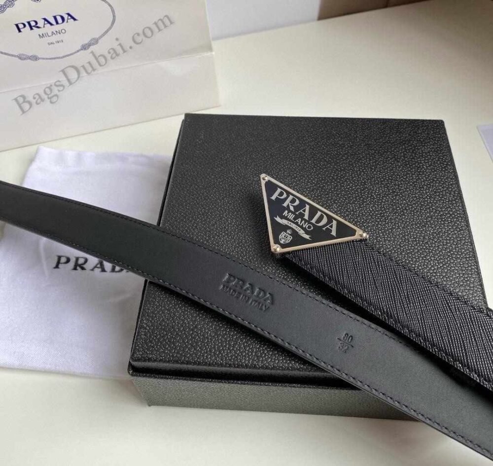 Prada Belt In Saffiano Black