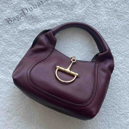 GUCCI Leather Bag Softbit Maroon