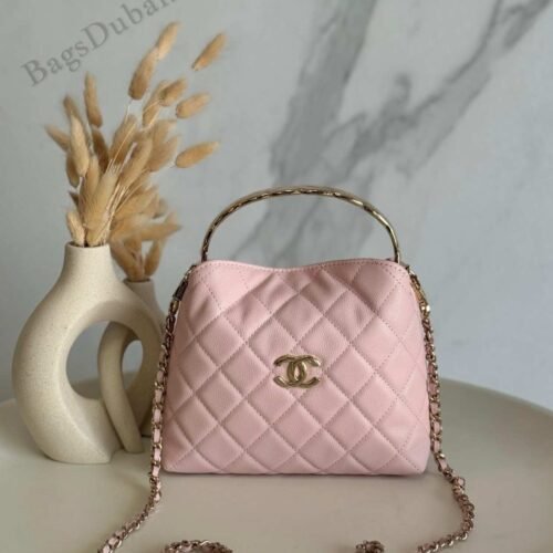 Chanel Chain Handle Hobo Bag Pink