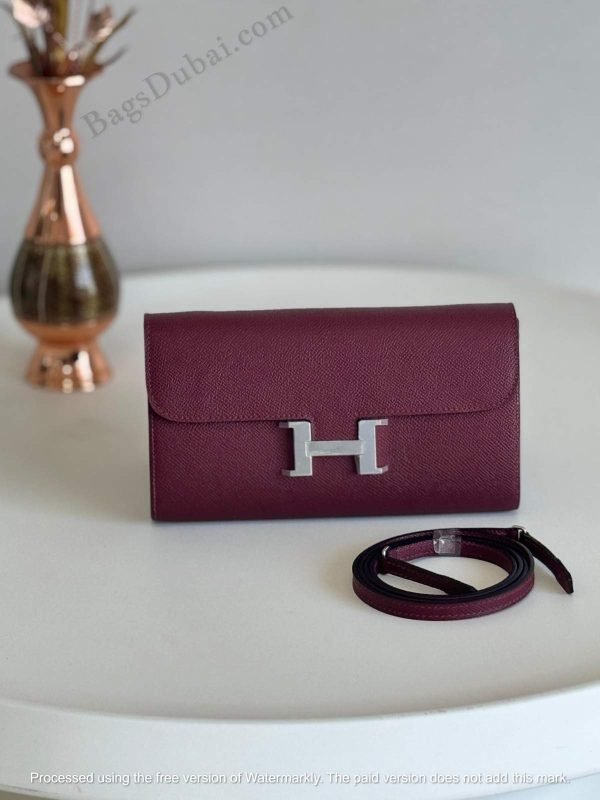 Hermes Constance Wallet Red