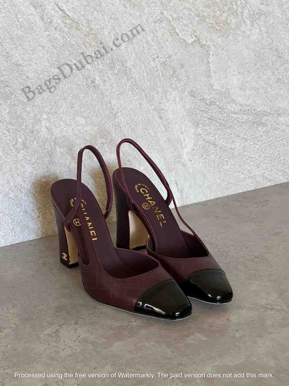 Cap Toe Slingback Pumps Marron