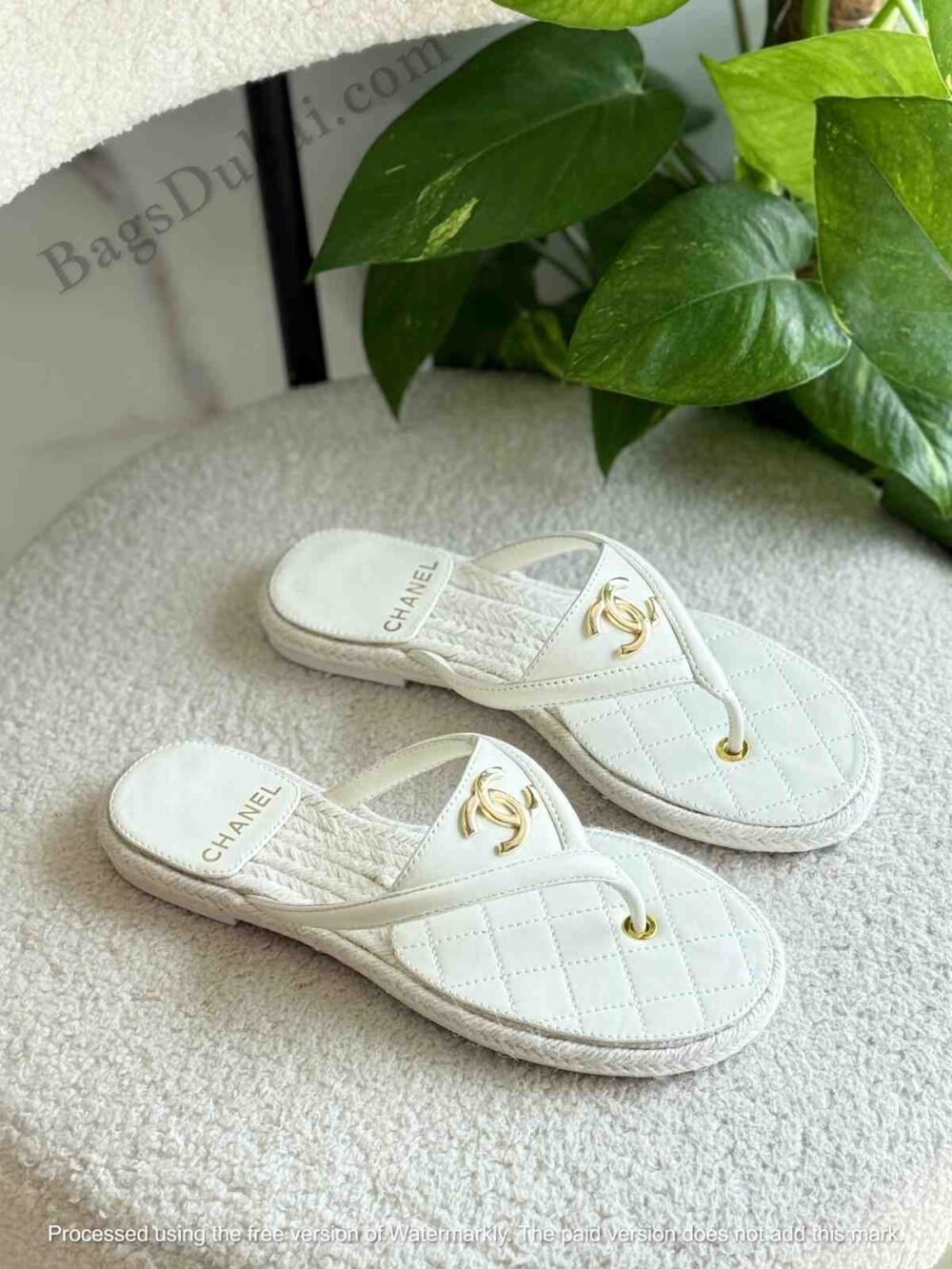 CHANEL Thongs Sandal White
