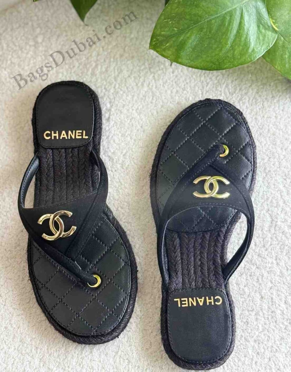 CHANEL Thongs Sandal Black
