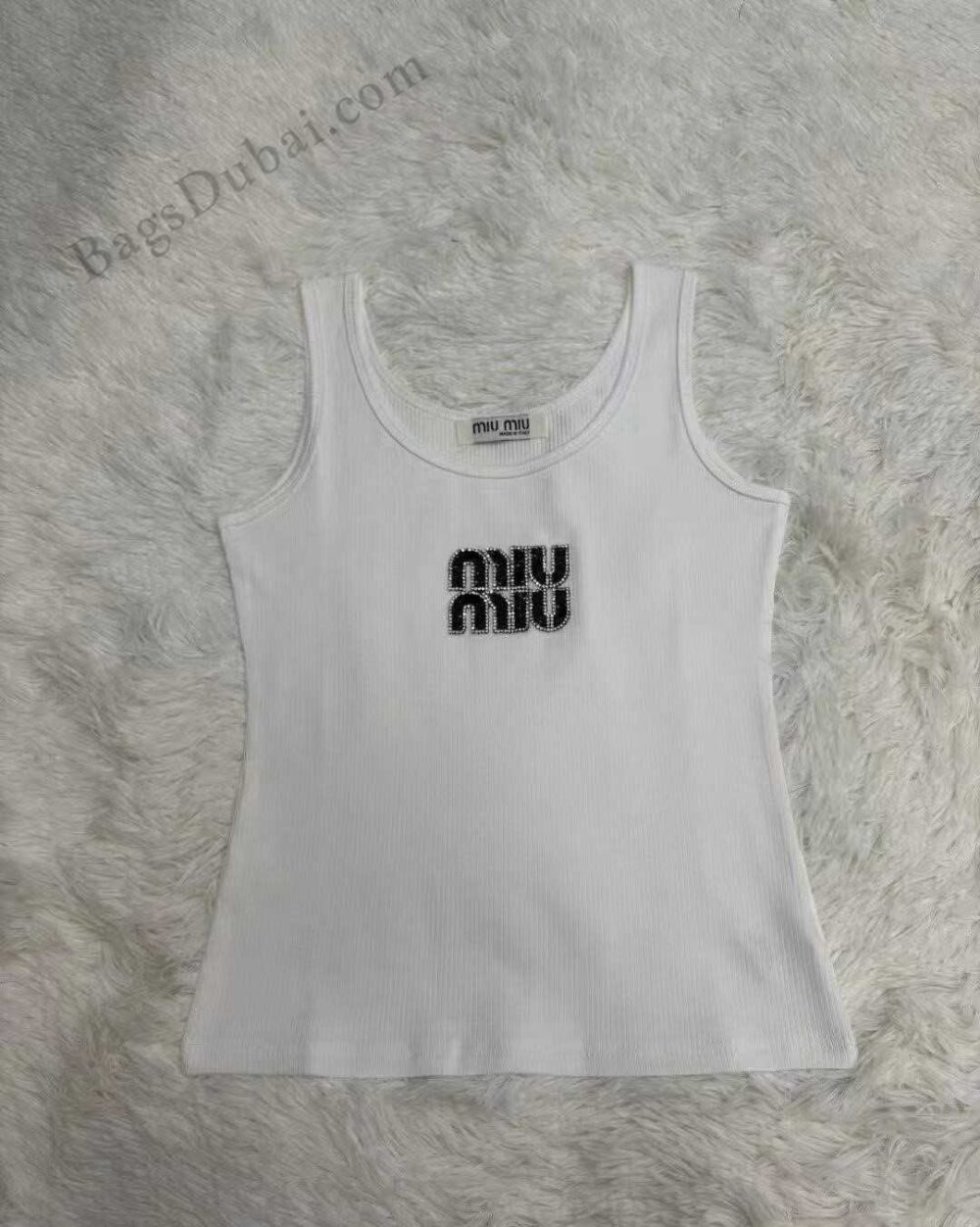 Ribbed Knit Tank Top White