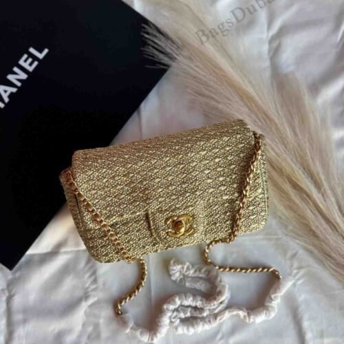 Chanel Flap Bag Woven Raffia Beige